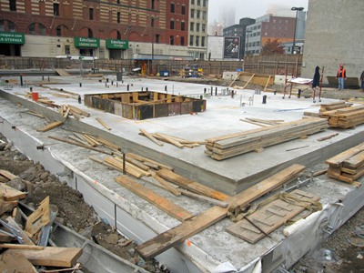 Construction of the new building.