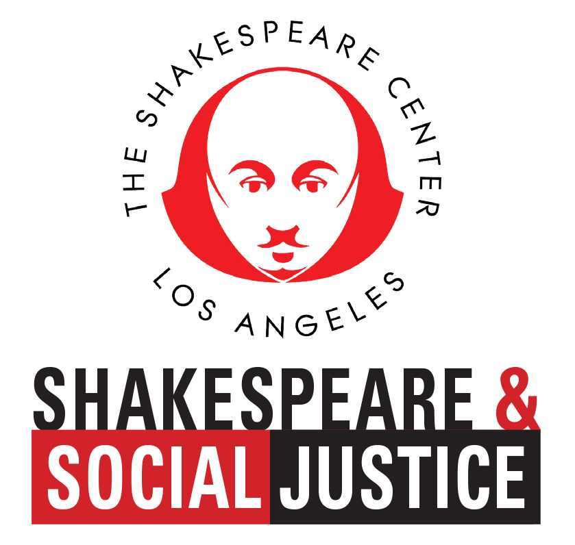 The Shakespeare Center Los Angeles logo. Red and black in colour.