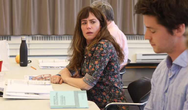 Maggie Siff and Pico Alexander; ORPHEUS DESCENDING rehearsal. Photo by Hollis King.
